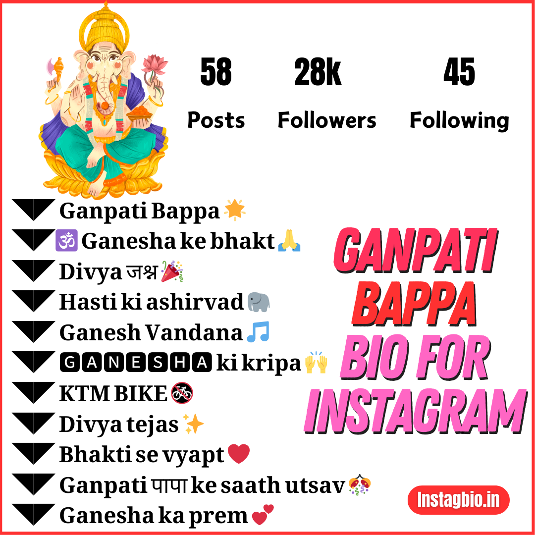 Ganpati Bappa Bio For Instagram