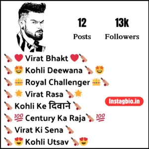 Instagram Bio For Virat Kohli Fans