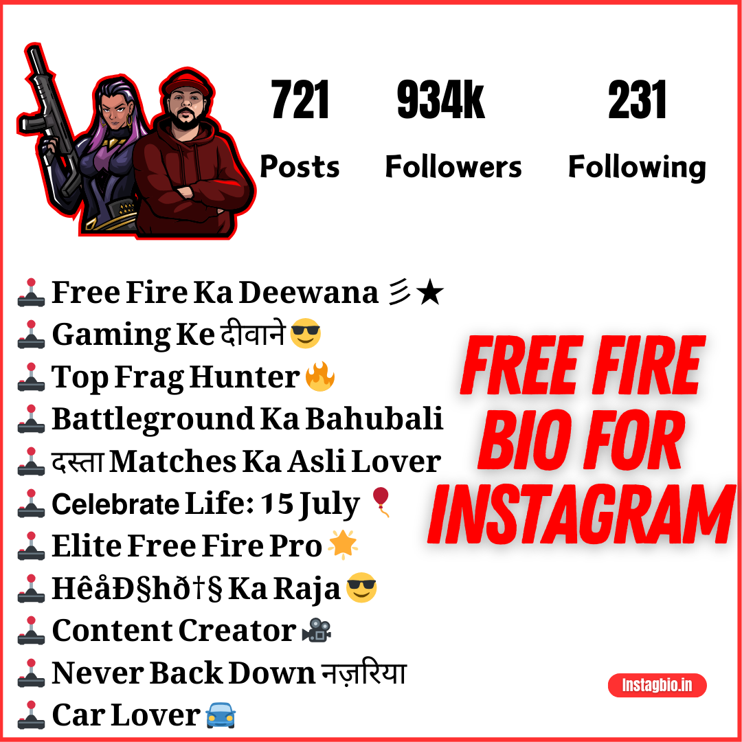 Free Fire Bio For Instagram instagbio.in